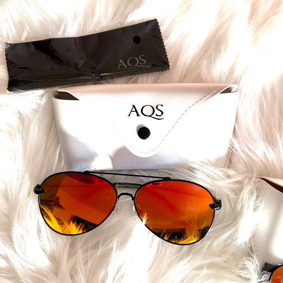 AQS AquaSWISS Rainbow Red-Orange-Yellow Orange Polarized Mirror Aviators UNISEX - Picture 7 of 13